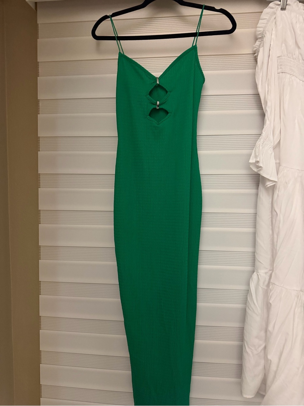 Green Spaghetti-Strap Cutout Midi Dress